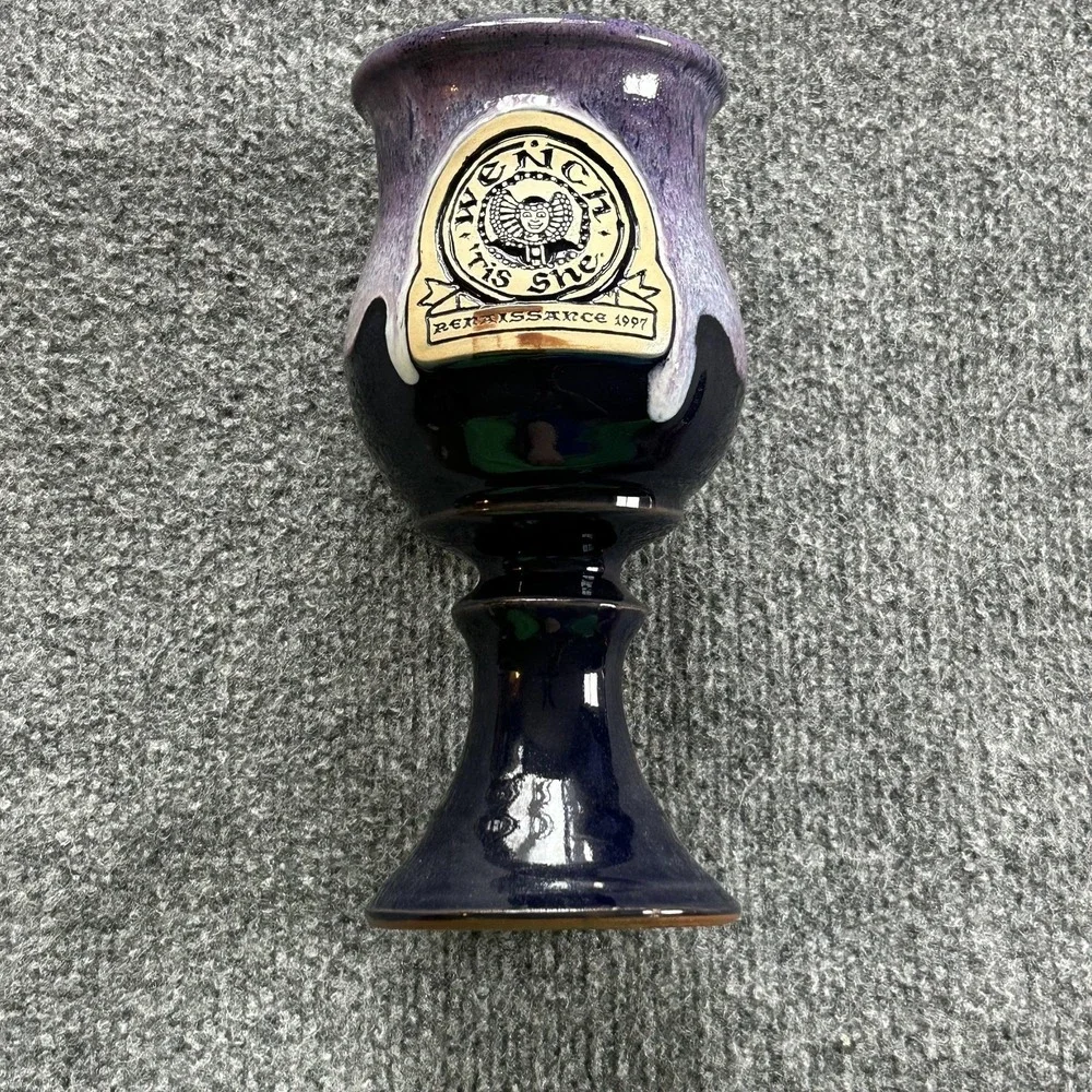 Vintage Stoneware Wench Renaissance 1997 Purple Goblet Chalice Cup‎ Minnesota